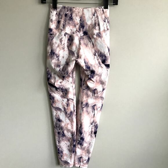 Old Navy High Rise Go Dry Powersoft Leggings Activewear XS Pink Purple Marble - Picture 5 of 7